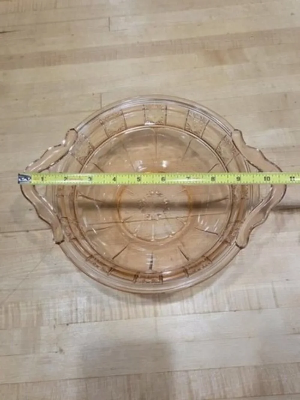 Vintage Jeannette Doric Pink Depression Glass 2 Handle Serving Bowl 10 inch
